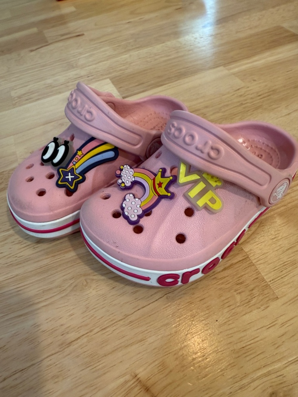 CROCS Kids Pink Clog Sandals with Fun Jibbitz Charms